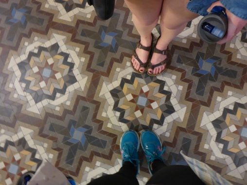Kelly and I admire the floors outside of the cathedral